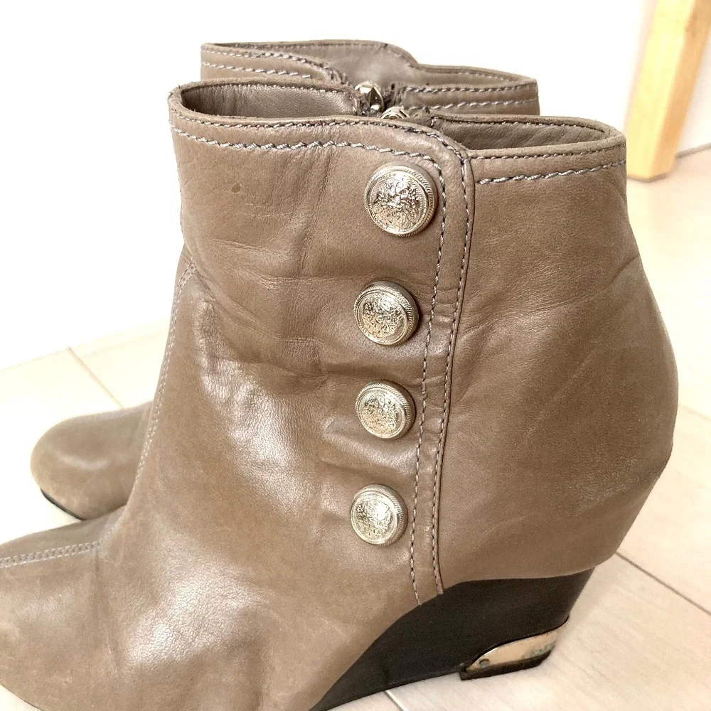 Beige Wedge Ankle Boots - Leather - Size 35.5 - Picture 4 of 12